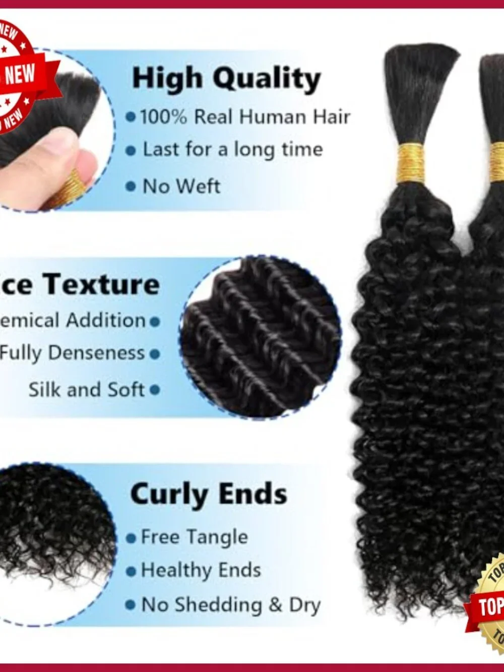 24 Inch Jerry Curly Human Hair Extensions 110g Boho Braiding Hair Wet Wavy